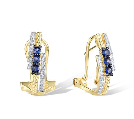 14KYWB Earrings Blue Sapphire,Diamond (E321530SAP14KYWB)