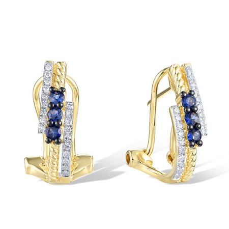 14KYWB Earrings Blue Sapphire,Diamond (E321530SAP14KYWB)