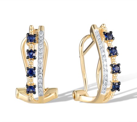 14KYWB Earrings Diamond,Blue Sapphire (E321531SAP14KYWB)