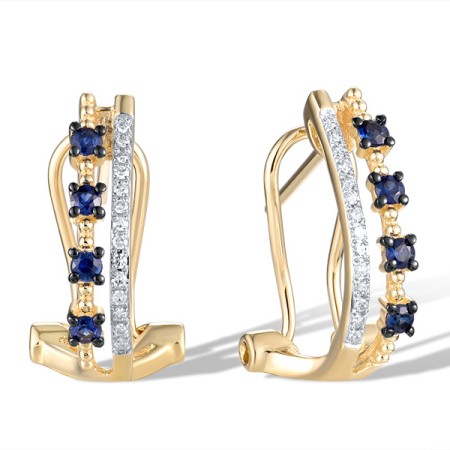 14KYWB Earrings Diamond,Blue Sapphire (E321531SAP14KYWB)