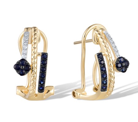 14KYWB Earrings Diamond,Blue Sapphire (E321539SAP14KYWB)