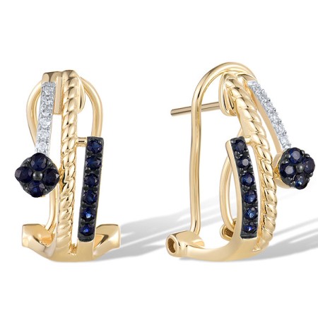 14KYWB Earrings Diamond,Blue Sapphire (E321539SAP14KYWB)