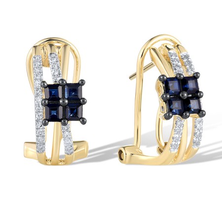 14KYWB Earrings Blue Sapphire,Diamond (E321551SAP14KYWB)