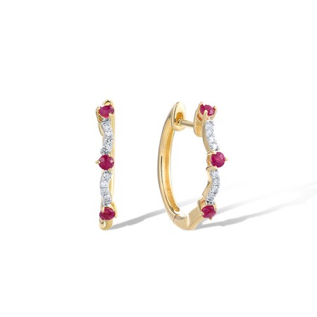 14KYW Earrings Diamond,Ruby (E321573RUY14KYW)