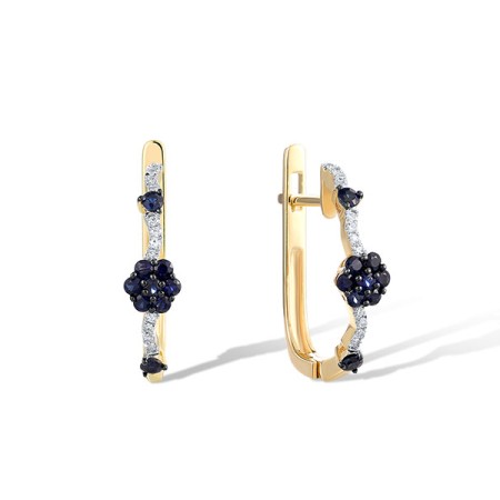14KYWB Earrings Diamond,Blue Sapphire (E321574SAP14KYWB)