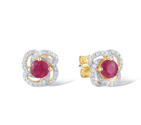 14KYW Earrings Diamond,Ruby (E321587RUY14KYW)