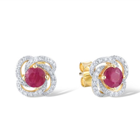 14KYW Earrings Diamond,Ruby (E321587RUY14KYW)