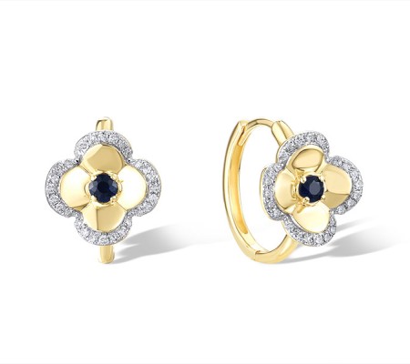 14KYW Earrings Diamond,Blue Sapphire (E321600SAP14KYW)