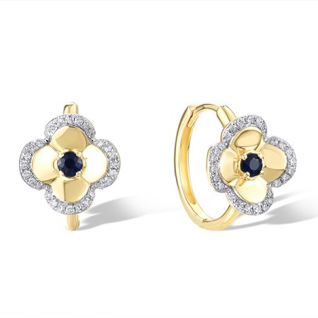 14KYW Earrings Diamond,Blue Sapphire (E321600SAP14KYW)