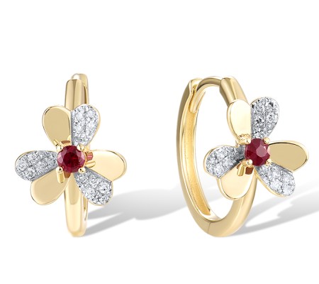 14KYW Earrings Diamond,Ruby (E321603RUY14KYW)