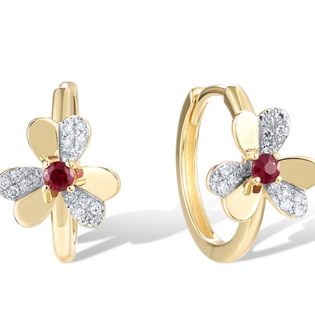 14KYW Earrings Diamond,Ruby (E321603RUY14KYW)