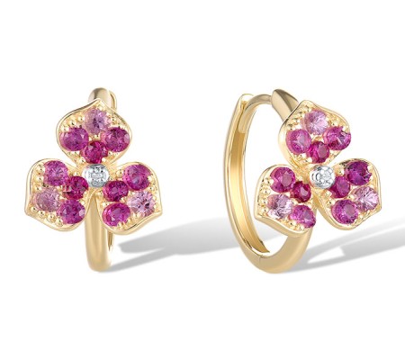 14KYW Earrings Pink Sapphire,Ruby,Diamond (E321670PRU14KYW)