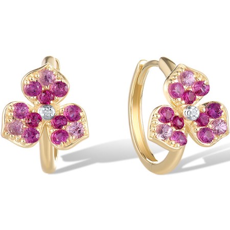 14KYW Earrings Pink Sapphire,Ruby,Diamond (E321670PRU14KYW)