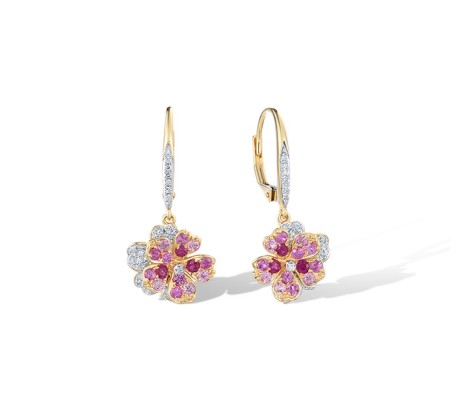 14KYW Earrings Diamond,Pink Sapphire,Ruby (E321673PRU14KYW)