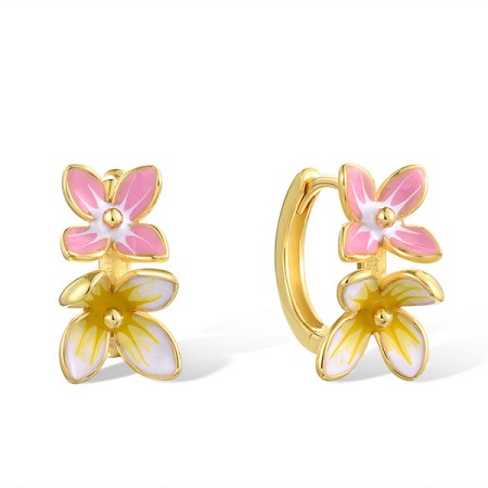 Sterling Silver w/ Yellow Plating Earrings Enamel (E321700ENASY925)