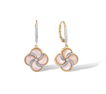 14KYW Earrings Diamond,Pink Shell (E321704PMP14KYW)