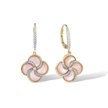 14KYW Earrings Diamond,Pink Shell (E321704PMP14KYW)