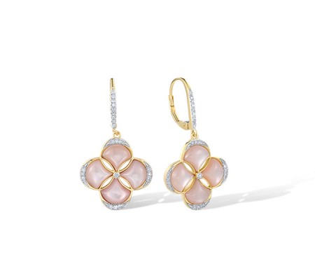 14KYW Earrings Pink Shell,Diamond (E321709PMP14KYW)