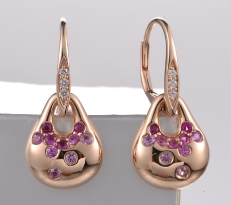 14KR Earrings Diamond,Pink Sapphire,Ruby (E321730PRU14KR)