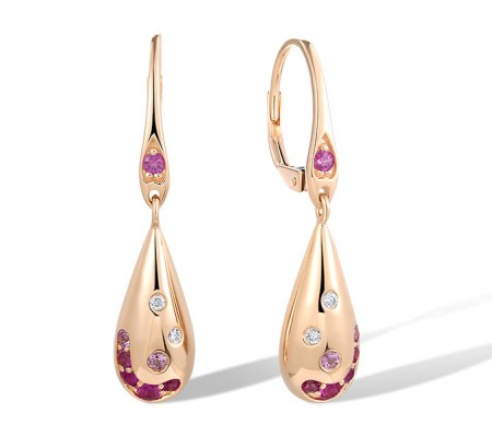 14KR Earrings Ruby,Diamond,Pink Sapphire (E321731PRU14KR)
