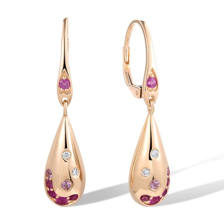 14KR Earrings Ruby,Diamond,Pink Sapphire (E321731PRU14KR)