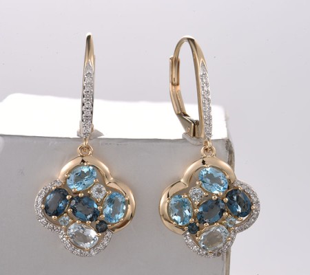 14KYW Earrings Blue Topaz (Swiss Blue),Diamond,London Blue Topaz,Blue Topaz (Sky Blue) (E321733BKLT14KYW)