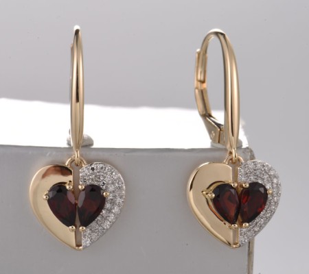 14KYW Earrings Garnet,Diamond (E321734GAN14KYW)