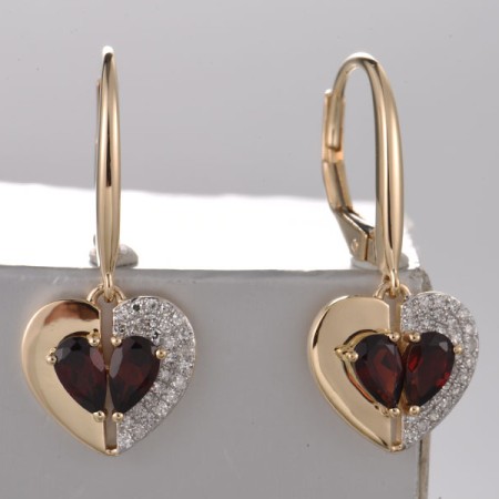 14KYW Earrings Garnet,Diamond (E321734GAN14KYW)