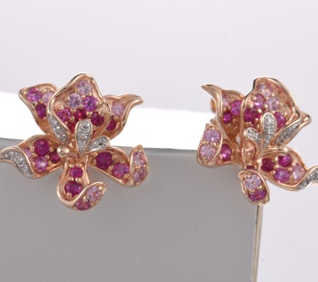 14KRW Earrings Diamond,Pink Sapphire,Ruby (E321742PRU14KRW)