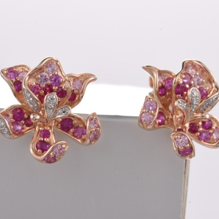 14KRW Earrings Diamond,Pink Sapphire,Ruby (E321742PRU14KRW)