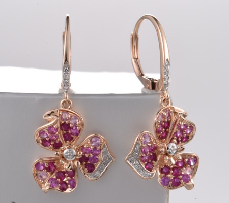 14KRW Earrings Diamond,Pink Sapphire,Ruby (E321743PRU14KRW)