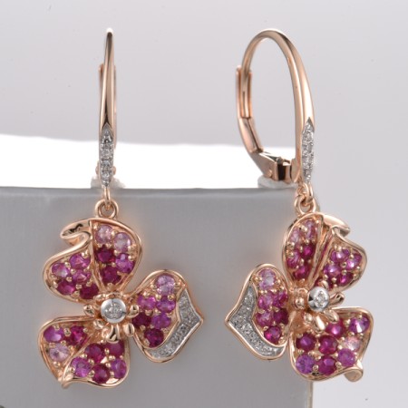 14KRW Earrings Diamond,Pink Sapphire,Ruby (E321743PRU14KRW)