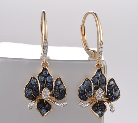 14KYWB Earrings Blue Sapphire,Diamond (E321744SAP14KYWB)