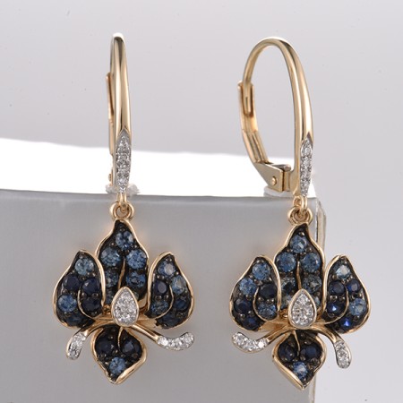 14KYWB Earrings Blue Sapphire,Diamond (E321744SAP14KYWB)