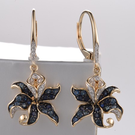 14KYWB Earrings Blue Sapphire,Diamond (E321745SAP14KYWB)