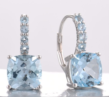14KW Earrings Blue Topaz (Sky Blue),Blue Topaz (Swiss Blue) (E321747BTK14KW)