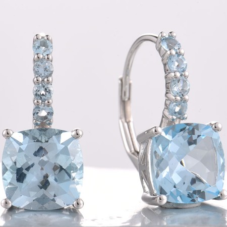 14KW Earrings Blue Topaz (Sky Blue),Blue Topaz (Swiss Blue) (E321747BTK14KW)
