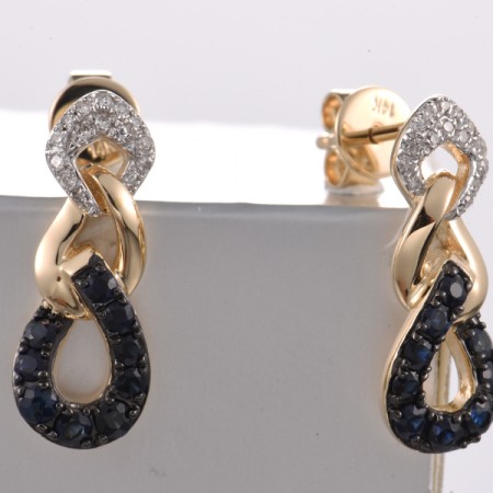 14KYWB Earrings Blue Sapphire,Diamond (E321849SAP14KYWB)