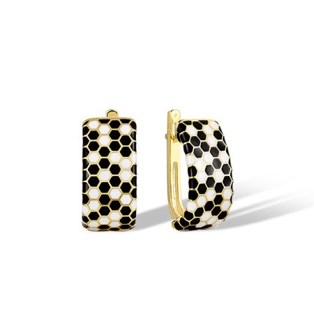 Sterling Silver w/ Yellow Plating Earrings Enamel (E321925ENA3SY925)