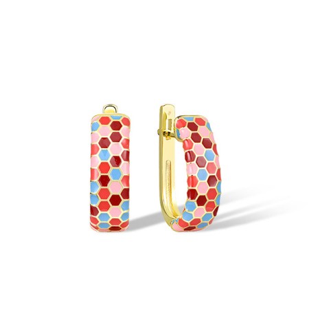 Sterling Silver w/ Yellow Plating Earrings Enamel (E321926ENASY925)