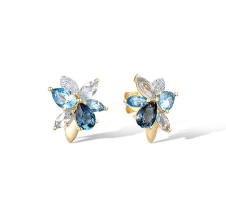 14KYW Earrings London Blue Topaz,Blue Topaz (Sky Blue),Blue Topaz (Swiss Blue),Diamond (E322104BKLT14KYW)