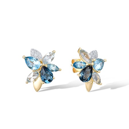 14KYW Earrings London Blue Topaz,Blue Topaz (Sky Blue),Blue Topaz (Swiss Blue),Diamond (E322104BKLT14KYW)