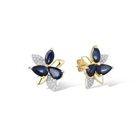 14KYW Earrings Blue Sapphire,Diamond (E322106SAP14KYW)