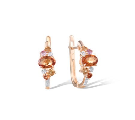 14KRW Earrings Diamond,Orange Sapphire,Pink Sapphire,Yellow Sapphire (E322108OYPS14KRW)