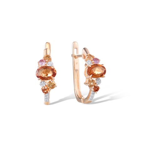 14KRW Earrings Diamond,Orange Sapphire,Pink Sapphire,Yellow Sapphire (E322108OYPS14KRW)