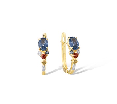 14KYW Earrings Yellow Sapphire,Blue Sapphire,Diamond,Orange Sapphire (E322110OSSY14KYW)
