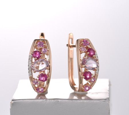 14KRW Earrings Diamond,Pink Sapphire,Ruby (E322111PRU14KRW)
