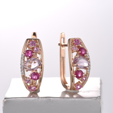 14KRW Earrings Diamond,Pink Sapphire,Ruby (E322111PRU14KRW)