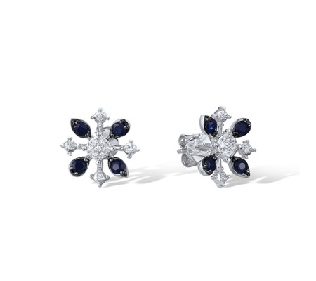 14KWB Earrings Diamond,Blue Sapphire (E322135SAP14KWB)