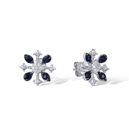 14KWB Earrings Diamond,Blue Sapphire (E322135SAP14KWB)